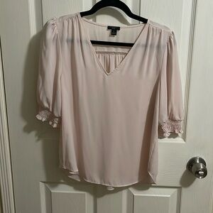 Ann Taylor factory sheer pink blouse with sleeves